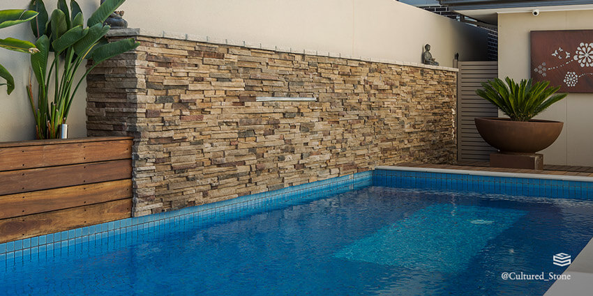 manufactured stone near pool